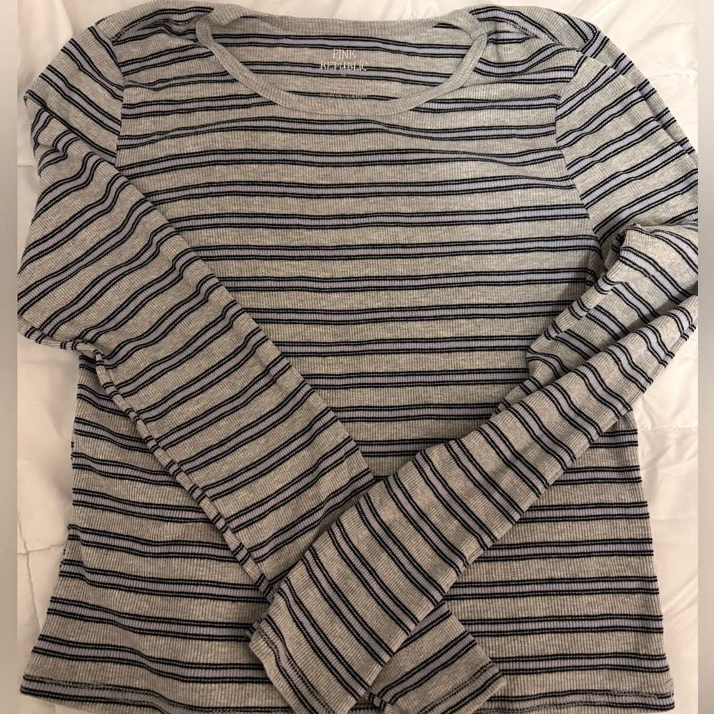 Pink republic stripped grey & blue long sleeve top